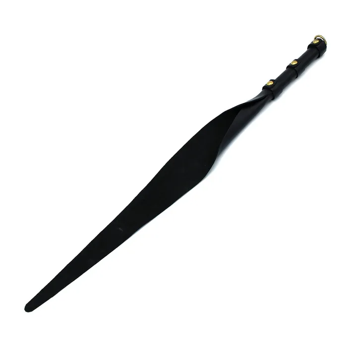 Male Sex Toys Kiotos Kiotos Zwart Lederen Flap Zweep met Gouden DRing