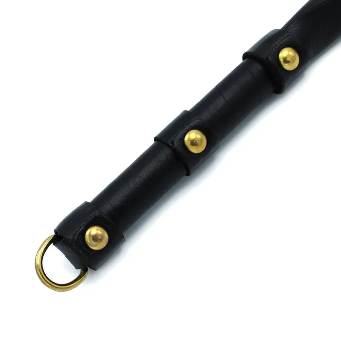 Male Sex Toys | Kiotos Kiotos - Zwart Lederen Flap Zweep met Gouden D-Ring