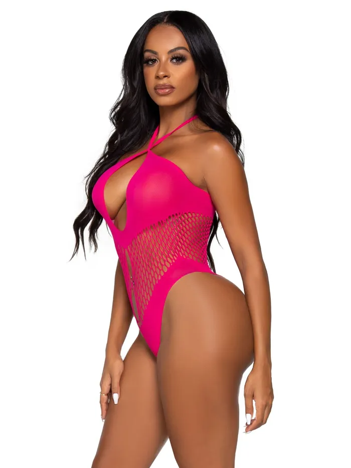Leg Avenue Teddies And Bodies | Hexi Net Keyhole Bodysuit - One Size