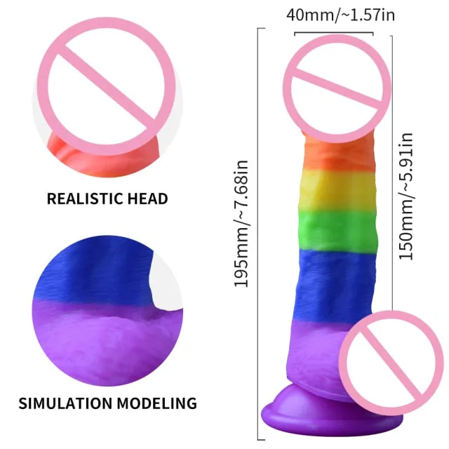 Lusty Age Rainbow Soft Big Realistic Silicone Dildo | Dildos