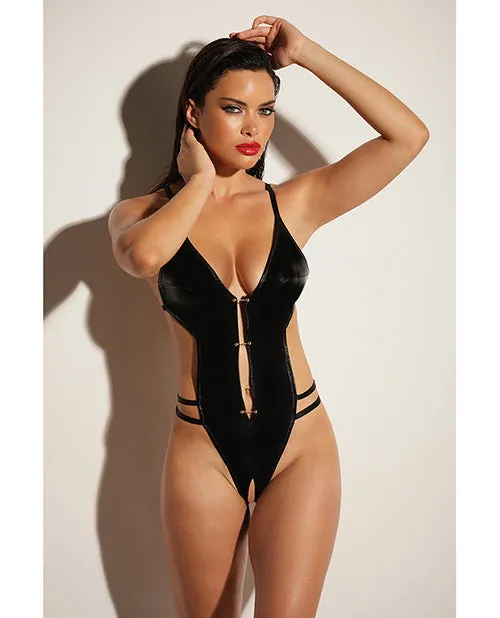 Oh La La Cheri Anal | Fetish Whipped Open Gusset Vinyl Teddy W/barbell Black O/s Oh La La Cheri Anal | Fetish Whipped Open Gusset Vinyl Teddy W/barbell Black O/s