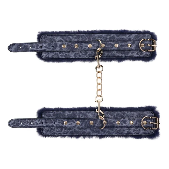 Sportsheets Sex & Mischief Cougar Fur Handcuffs - Navy Blue/Gold Furry Restraints | Vibrators Sportsheets Sex & Mischief Cougar Fur Handcuffs - Navy Blue/Gold Furry Restraints | Vibrators