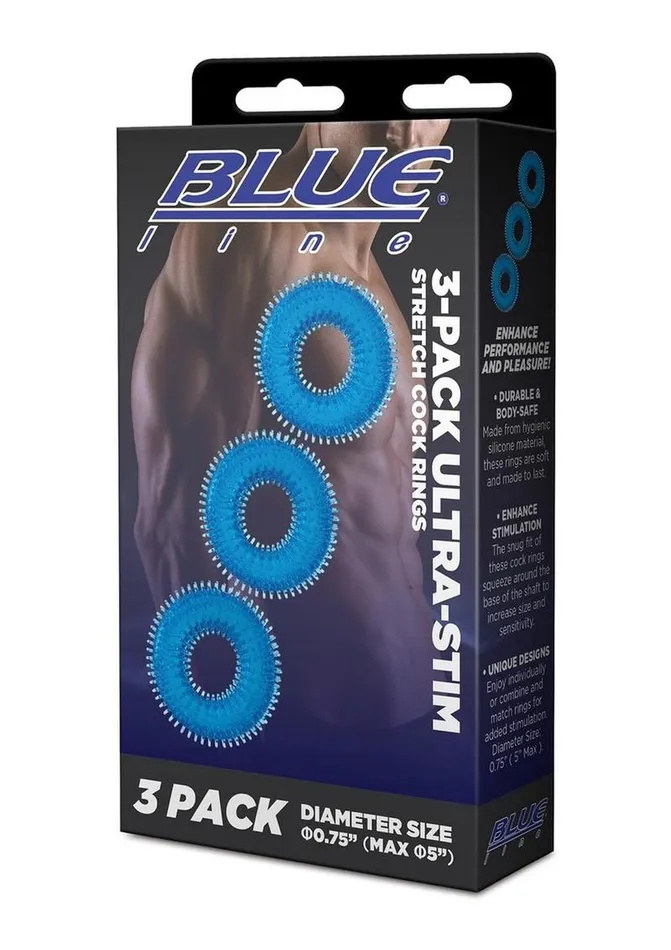 Dildos Blue Line CandB Gear Blue Line UltraSlim Stretch Cock Rings
