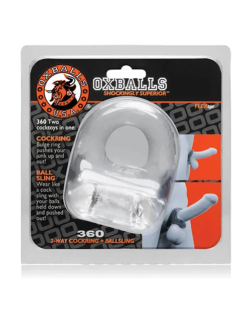 Oxballs 360 Cock Ring Ballsling Clear Blue Ox Designs LLCDba Oxballs Male Sex Toys