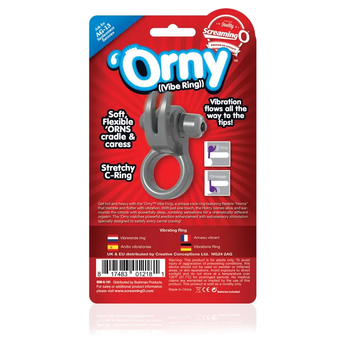 Screaming O Orny Vibe Ring Grey Male Sex Toys