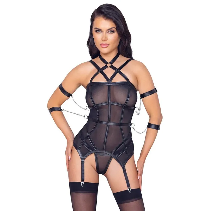 Couples Cottelli Bondage Basque And String Cottelli Lingerie