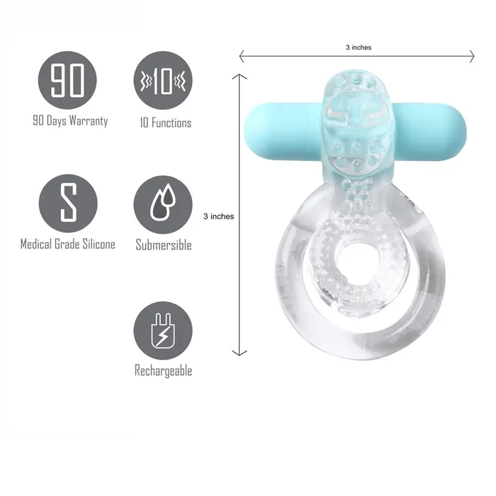 Male Sex Toys Maia Toys Jayden Rechargeable Vibrating Cock Ring Clear Sleeve