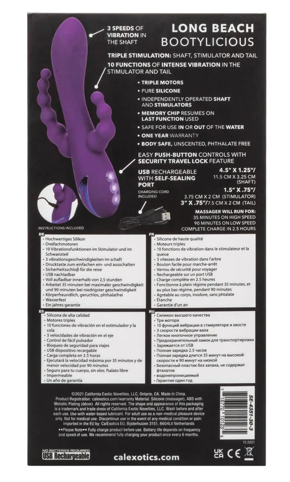 CalExotics Vibrators California Dreaming Long Beach Bootylicious Purple