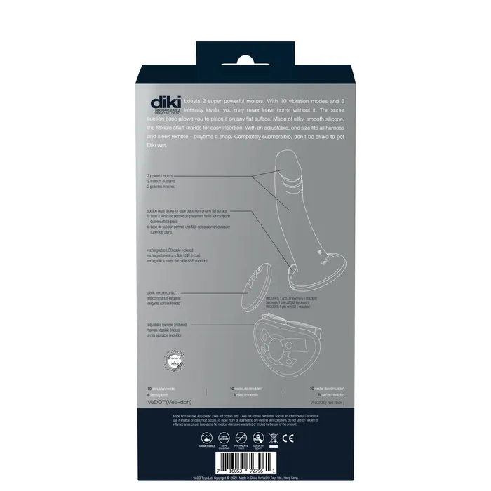 Diki Rechargeable Vibrating Dildo With Harness Just Black VeDO Female Sex Toys Diki Rechargeable Vibrating Dildo With Harness Just Black VeDO Female Sex Toys