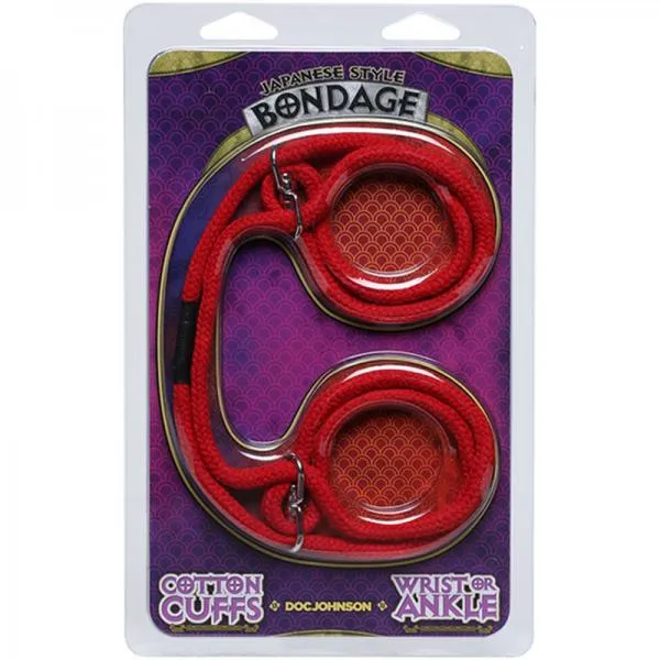 Doc Johnson Restraints Japanese Style Bondage Cotton Wrist Or Ankle Cuffs Red