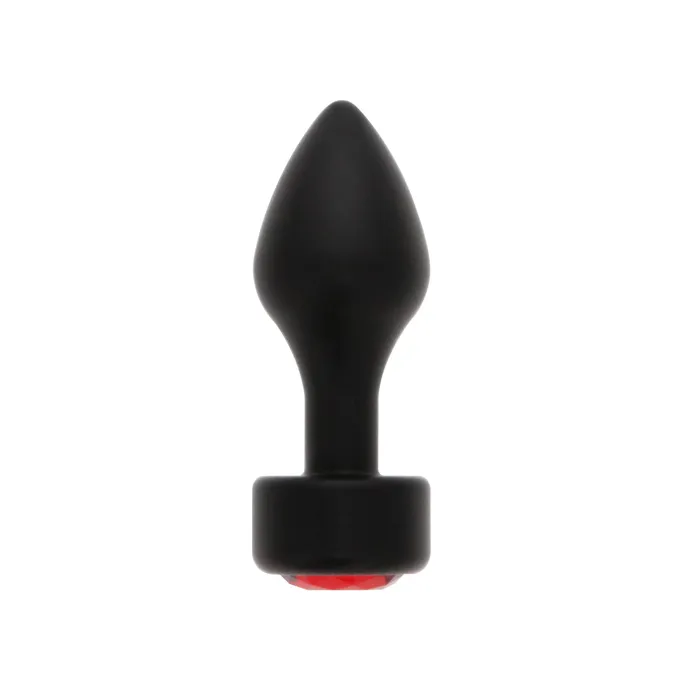 Anal BUM FUN BOTTOM JEWELS BLACK ALLOY W RED JEWEL MEDIUM PLUG