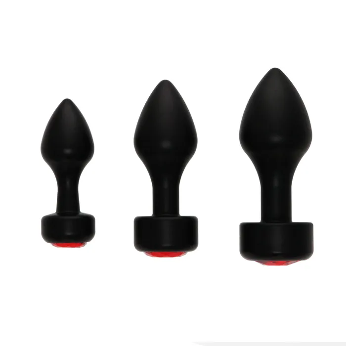 Anal BUM FUN BOTTOM JEWELS BLACK ALLOY W RED JEWEL MEDIUM PLUG
