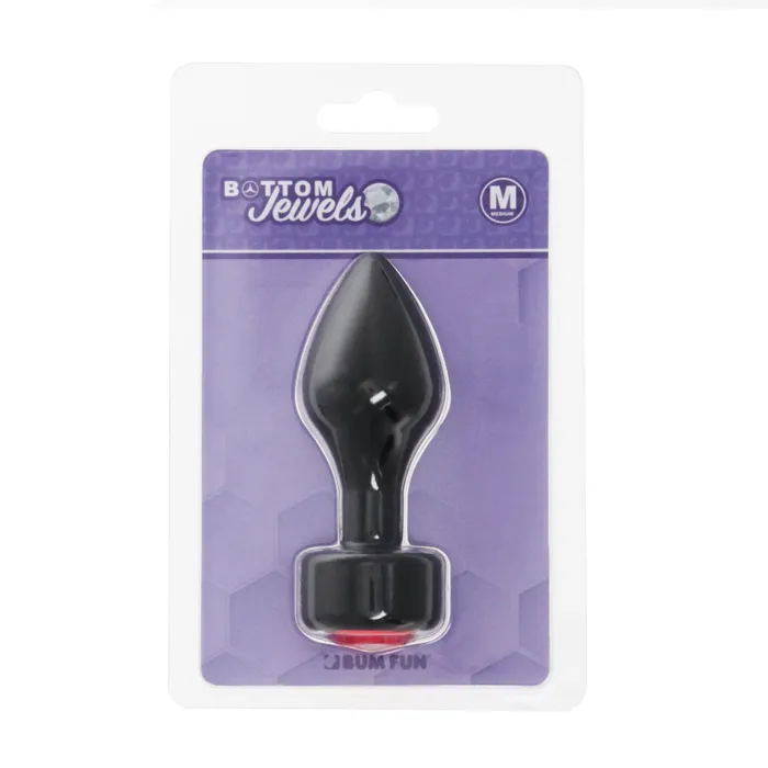 Anal BUM FUN BOTTOM JEWELS BLACK ALLOY W RED JEWEL MEDIUM PLUG