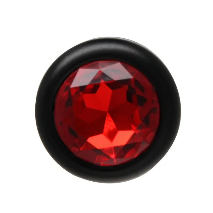 Anal BUM FUN BOTTOM JEWELS BLACK ALLOY W RED JEWEL MEDIUM PLUG