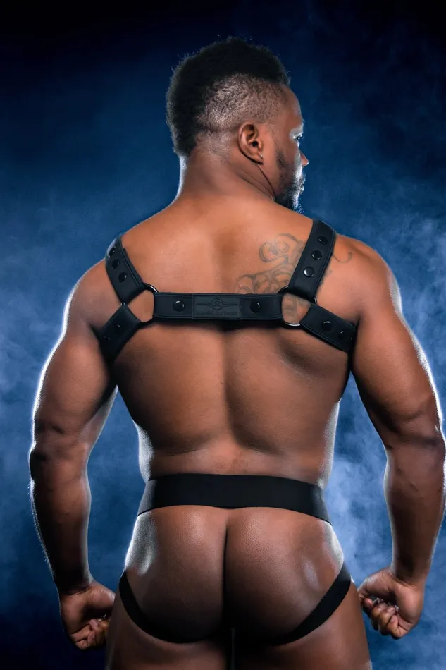 Harness Black Bulldog in Neo Carbon Mr S Leather Female Sex Toys