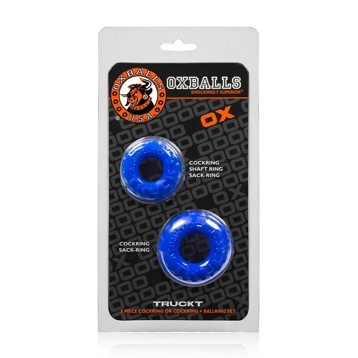 Anal Truckt 2 Piece Cockring Set Police Blue OXBALLS