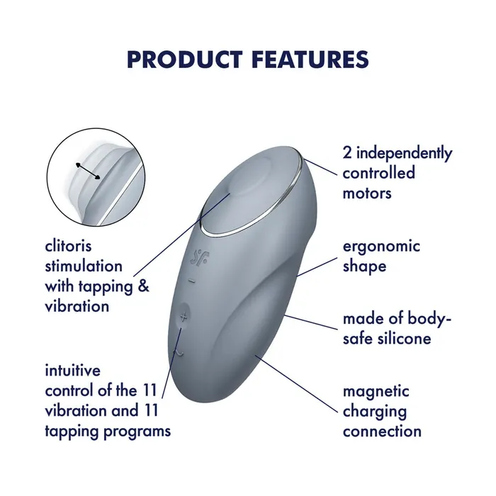 Satisfyer Tap Climax 1 Bluegrey Satisfyer Vibrators Satisfyer Tap Climax 1 Bluegrey Satisfyer Vibrators