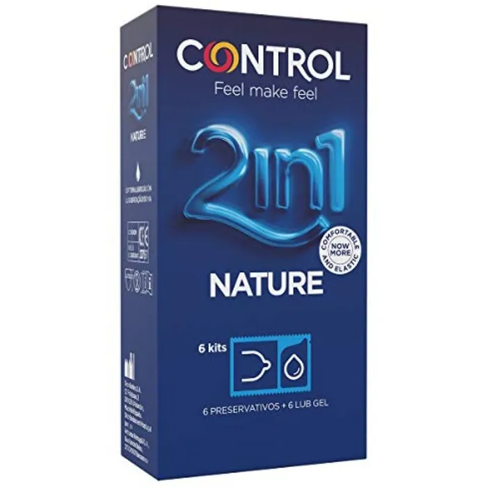 CONTROL CONDOMS Female Sex Toys CONTROL DUO NATURA 21 PRESERVATIVE GEL 6 UNITS