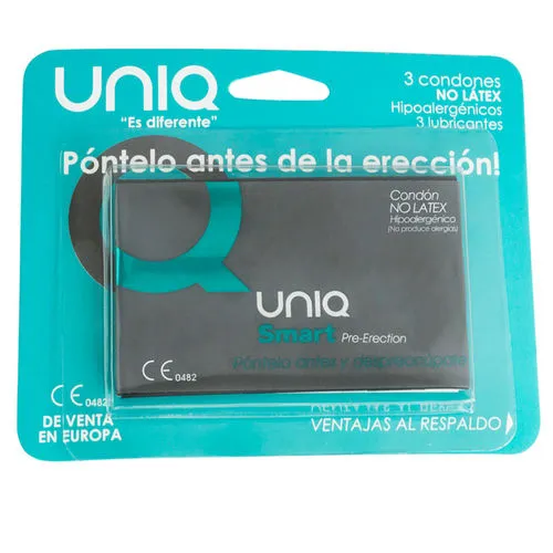 pleasuretoys69 Vibrators UNIQ SMART LATEX FREE PREERECTION CONDOMS 3 UNITS