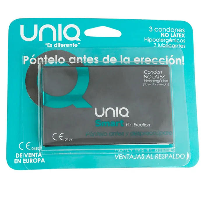 pleasuretoys69 Vibrators UNIQ SMART LATEX FREE PREERECTION CONDOMS 3 UNITS