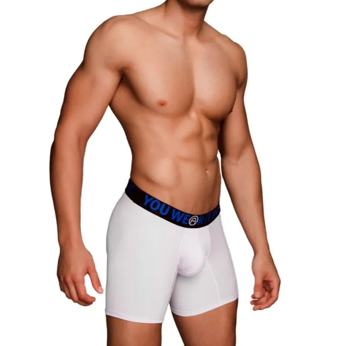 Vibrators MACHO UNDERWEAR UOMO MS077 BOXER SPORTIVO LUNGO BIANCO TAGLIA L