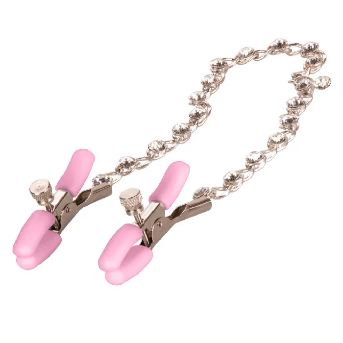 Couples California Exotics Nipple Play Crystal Chain Nipple Clamps