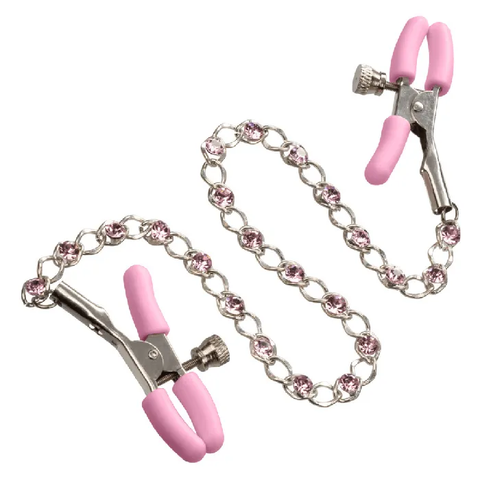 Couples California Exotics Nipple Play Crystal Chain Nipple Clamps
