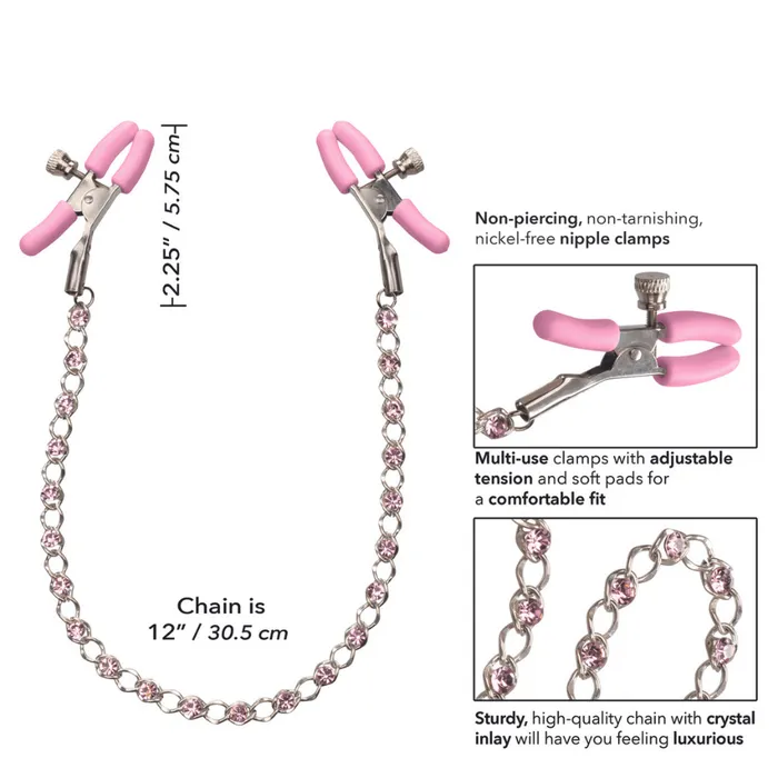 Couples California Exotics Nipple Play Crystal Chain Nipple Clamps