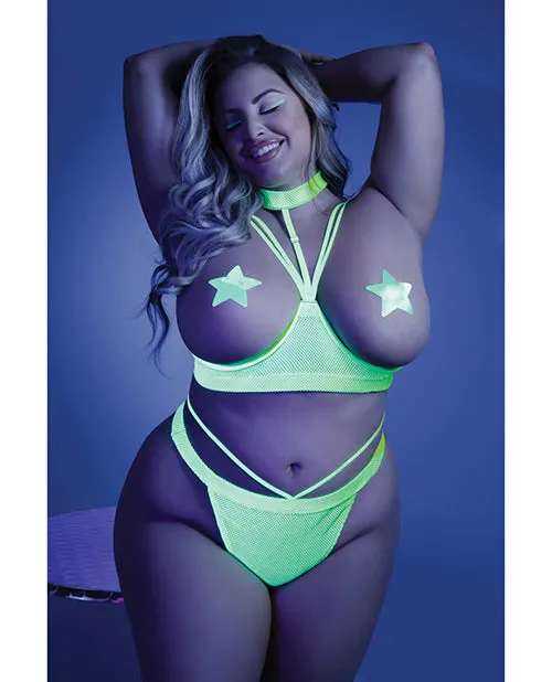 Dildos Fantasy Lingerie Glow Black Light Harness Open Shelf Bra Cage Thong pasties Not Included Neon Lemon Qn Dildos Fantasy Lingerie Glow Black Light Harness Open Shelf Bra Cage Thong pasties Not Included Neon Lemon Qn