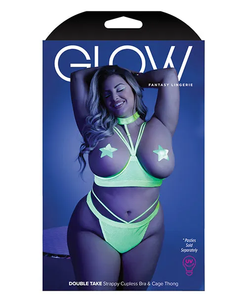 Dildos Fantasy Lingerie Glow Black Light Harness Open Shelf Bra Cage Thong pasties Not Included Neon Lemon Qn Dildos Fantasy Lingerie Glow Black Light Harness Open Shelf Bra Cage Thong pasties Not Included Neon Lemon Qn