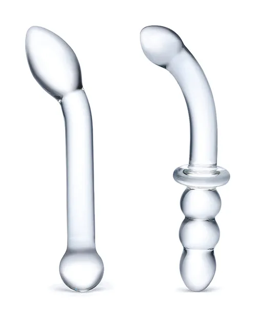 Glas 2 pc GSpot Pleasure Glass Dildo Set Electric Eel Dildos