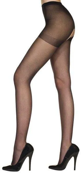 Music Legs Anal Black Sheer Crotchless Pantyhose OSQueen Size Available