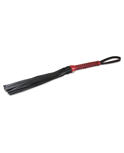 Sultra 16 Lambskin Flogger Classic Weave Grip Black Wred Woven Handle Sultra Vibrators
