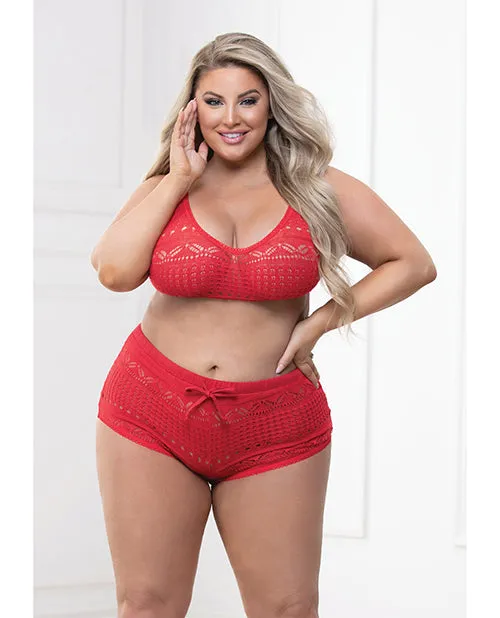 Vibrators Seven Til Midnight Knit Bralette Cheeky Shorts Flame Scarlet