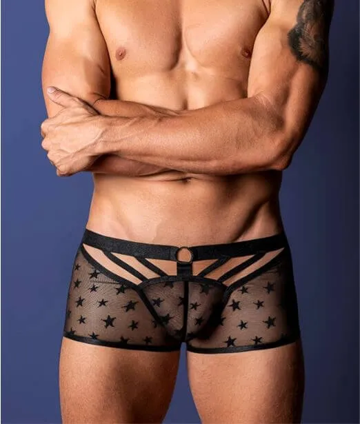 Anal LOVE STAR SHORT W RING BLACK XL Male Power Lingerie