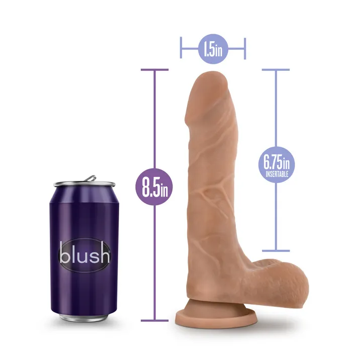 Au Naturel By Blush Mister Perfect Realistic Mocha 85Inch Long Dildo With Balls Suction Cup Base Blush Dildos