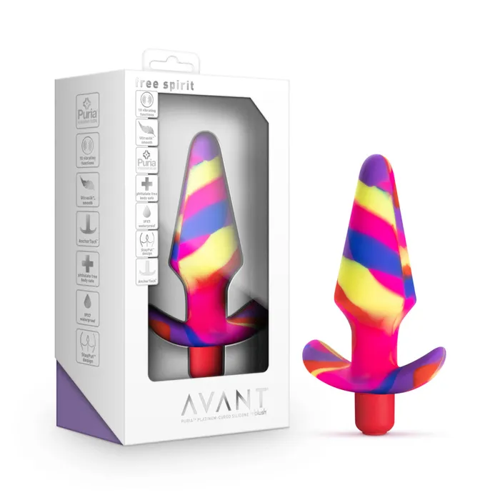 Avant By Blush Free Spirit Scarlet Artisan 5 Inch Vibrating Stayput Butt Plug Elegantly Made with Smooth Ultrasilk Purio Silicone Blush Anal