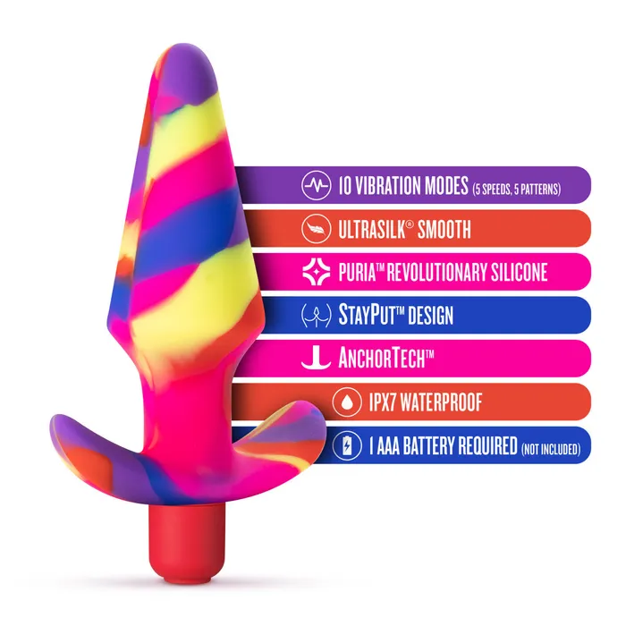 Avant By Blush Free Spirit Scarlet Artisan 5 Inch Vibrating Stayput Butt Plug Elegantly Made with Smooth Ultrasilk Purio Silicone Blush Anal
