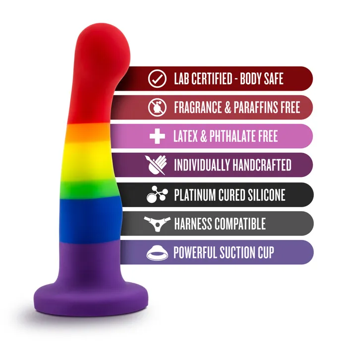 Avant By Blush Pride Freedom P1 Artisan 6 Inch Curved GSpot Dildo with Suction Cup Base Elegantly Made with Smooth UltraSilk Purio Silicone Blush Dildos