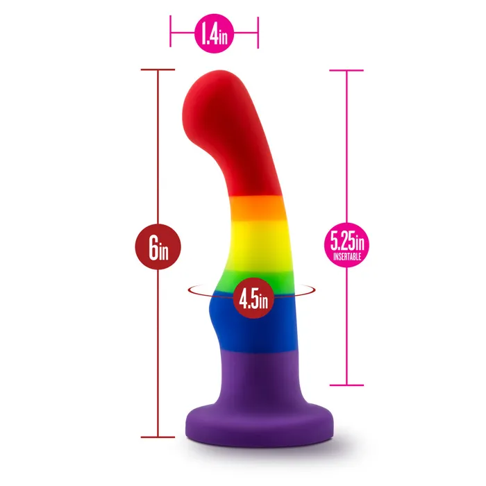 Avant By Blush Pride Freedom P1 Artisan 6 Inch Curved GSpot Dildo with Suction Cup Base Elegantly Made with Smooth UltraSilk Purio Silicone Blush Dildos