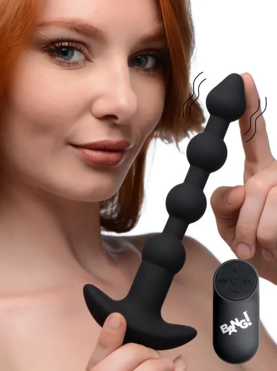Bang Vibrating Silicone Anal Beads and Remote Control Black XR Brands Anal Bang Vibrating Silicone Anal Beads and Remote Control Black XR Brands Anal