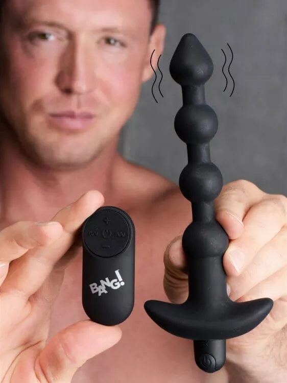 Bang Vibrating Silicone Anal Beads and Remote Control Black XR Brands Anal