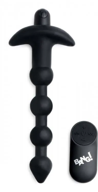 Bang Vibrating Silicone Anal Beads and Remote Control Black XR Brands Anal