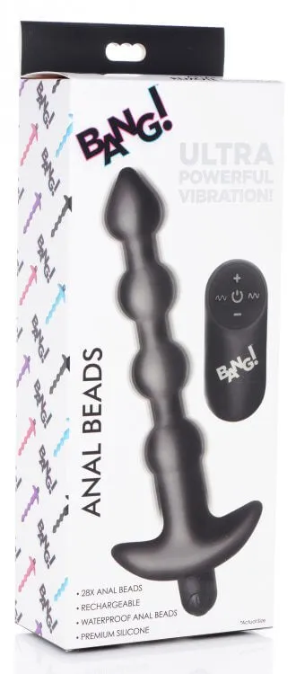 Bang Vibrating Silicone Anal Beads and Remote Control Black XR Brands Anal