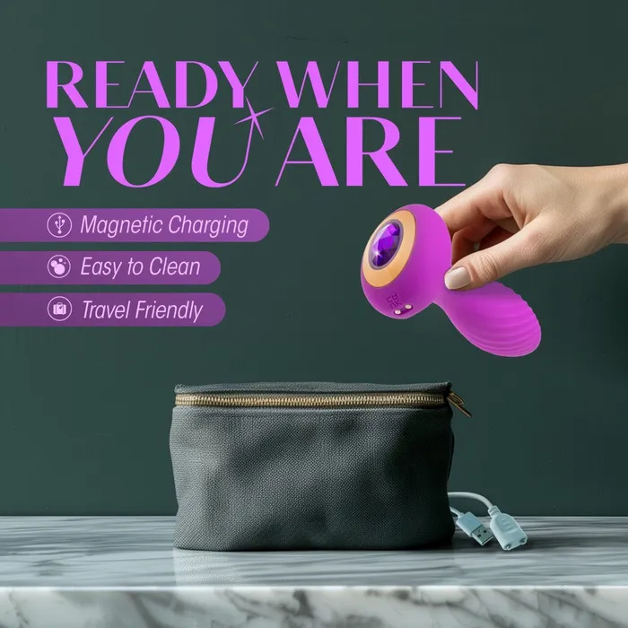 Blush Oh My Gem By Blush Charm 45 Inch Vibrating Anal Plug Massager With Stayput Design Amethyst Gem Base In Purple Anal