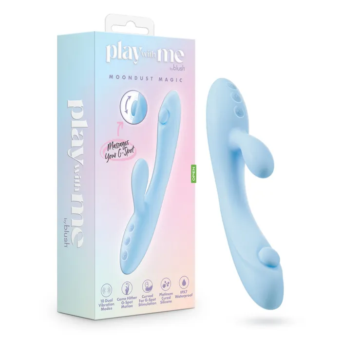 Blush Play With Me By Blush Moondust Magic 8 Inch G Spot Clitoral Rabbit Vibrator 10 Dual Vibration Modes Soft Silicone Blue Vibrators Blush Play With Me By Blush Moondust Magic 8 Inch G Spot Clitoral Rabbit Vibrator 10 Dual Vibration Modes Soft Silicone Blue Vibrators