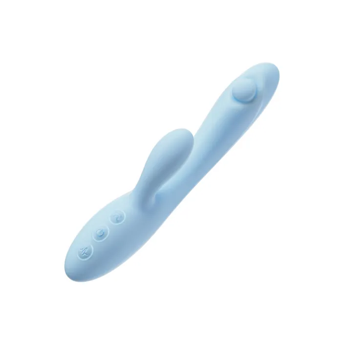 Blush Play With Me By Blush Moondust Magic 8 Inch G Spot Clitoral Rabbit Vibrator 10 Dual Vibration Modes Soft Silicone Blue Vibrators