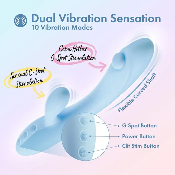 Blush Play With Me By Blush Moondust Magic 8 Inch G Spot Clitoral Rabbit Vibrator 10 Dual Vibration Modes Soft Silicone Blue Vibrators