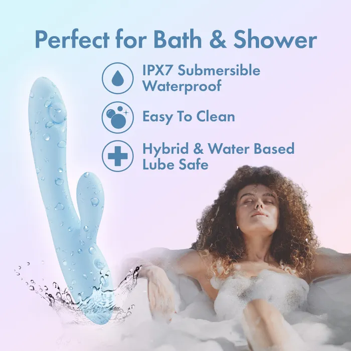 Blush Play With Me By Blush Moondust Magic 8 Inch G Spot Clitoral Rabbit Vibrator 10 Dual Vibration Modes Soft Silicone Blue Vibrators