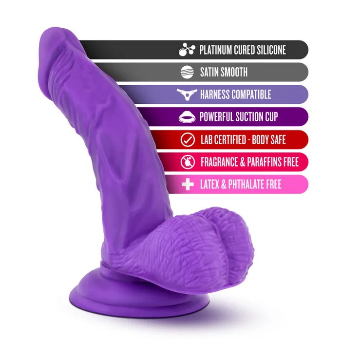 Blush Ruse By Blush Magic Stick Realistic GSpot Purple 7Inch Long Dildo With Balls Suction Cup Base Dildos